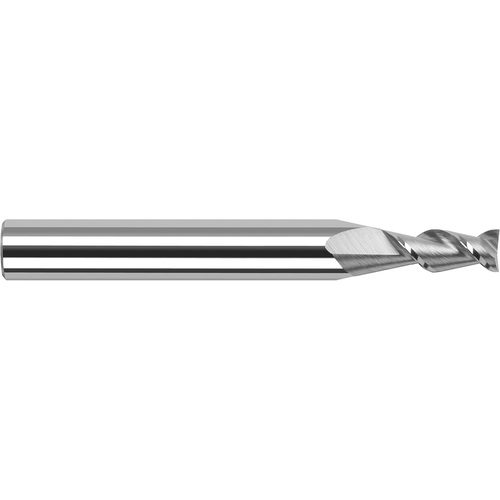 High Helix End Mills for Aluminum Alloys - 0.0250″ Cutter Diameter × 0.0750″ Length of Cut Carbide 45° Helix Square End Mill, 2 Flutes